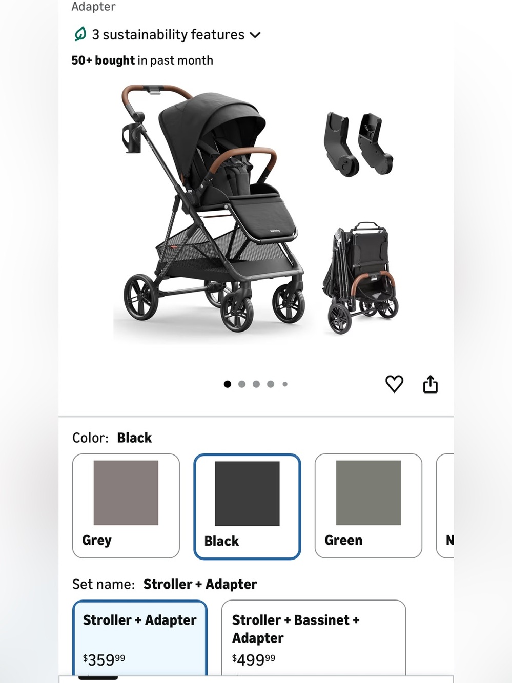 NEW MAMAZING Air Lux Baby Stroller, Compact Fold Travel Lightweight, Black